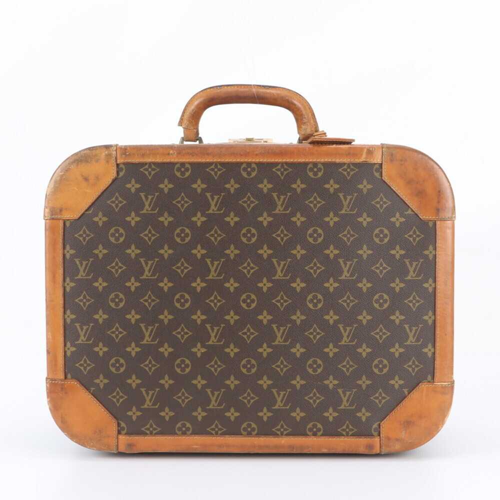 Louis Vuitton Monogram Stratos 50 M23240 Leather Trunk Hard Case Boston Bag f...
